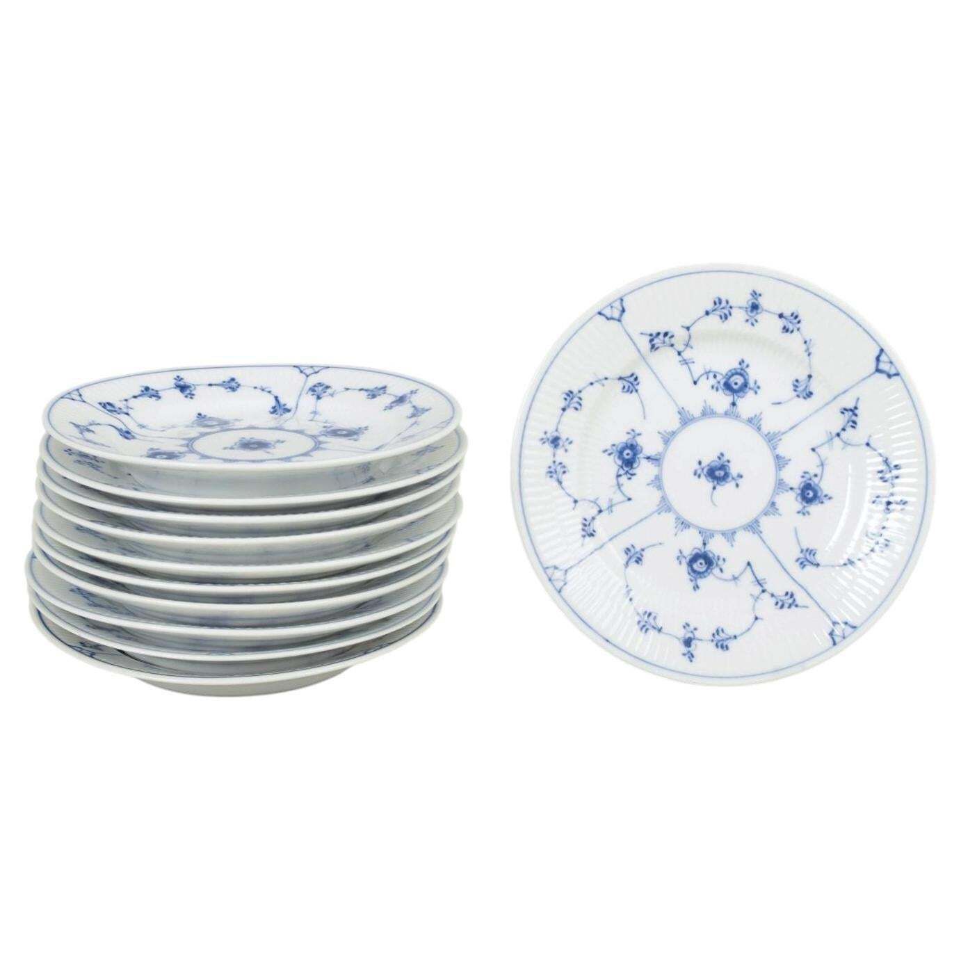 Royal Copenhagen, Blue Fluted Plain. Set Of Eleven Side Dishes In Porcelain.