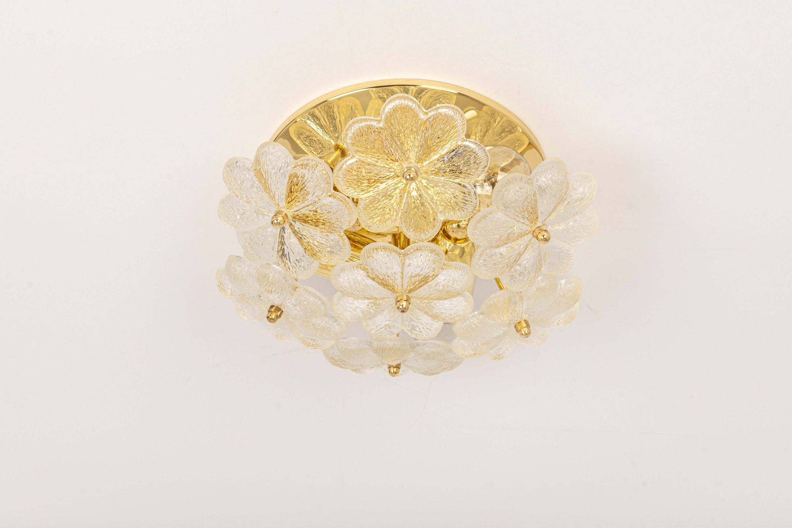 Lot de 2 appliques murales aux fleurs en verre, par Ernst Palme, Allemagne, années 1970 photo Luminaires