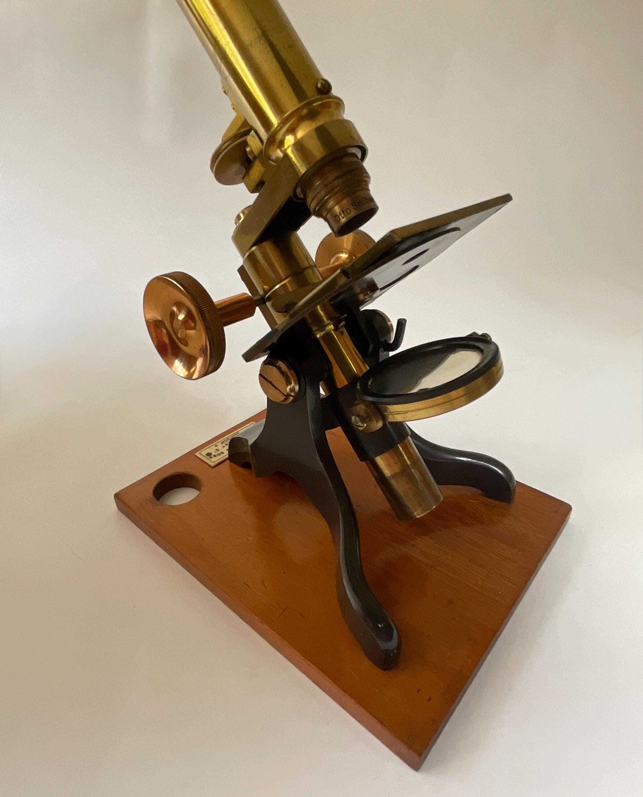 photo buy Edwardian Messing Microscoop Set, Compleet Wetenschappelijk Instrument Met Koffer (ca. 1900)