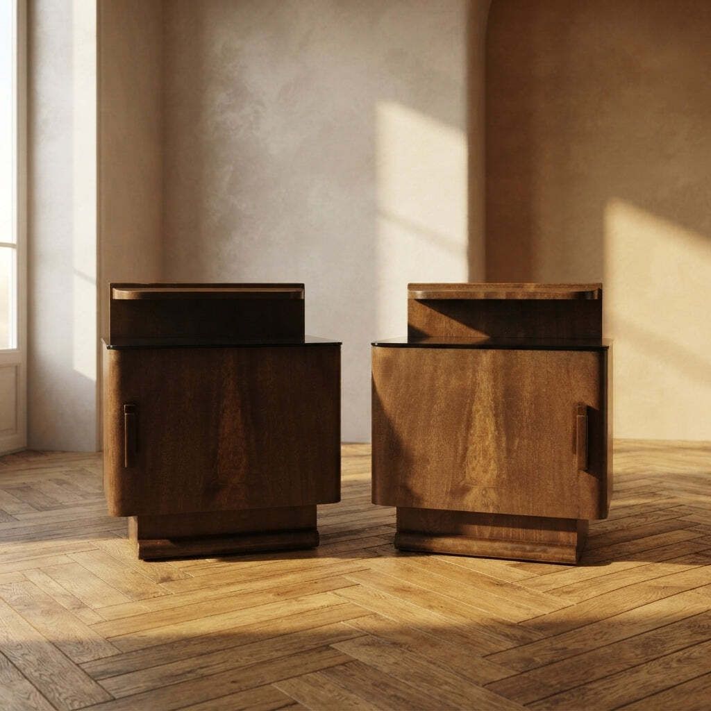 Set Of Two Nightstands By Jindřich Halabala For Up Závody, 1940s, Czechoslovakia, 38 X 45 X 55 Cm