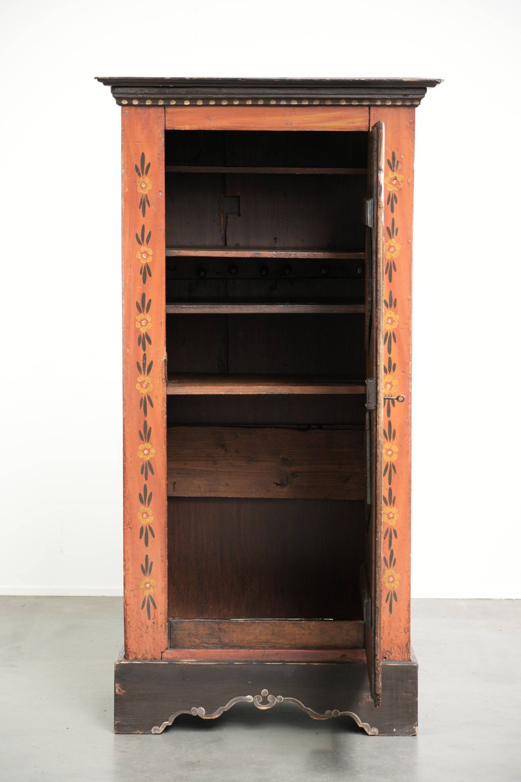 Unique Antique Austrian Hand Painted Bridal Cabinet With Beautiful Patina And Working Lock photo furniture