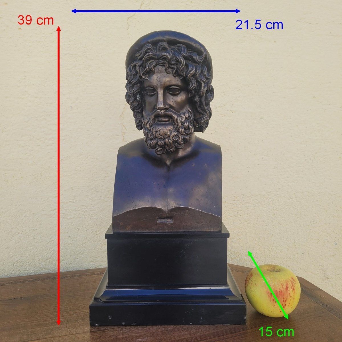 Aesculapius, bronzen buste, H 39 cm, Collas Foundry, 19e eeuw photo furniture