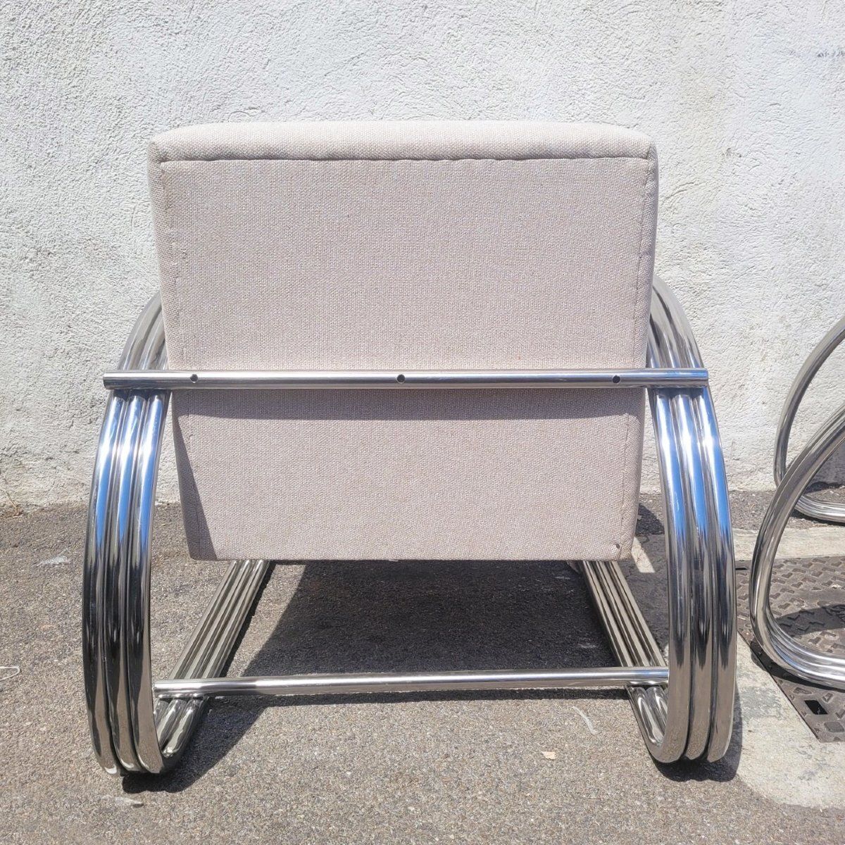 Paire de grands fauteuils chromés d'après R. Lauren, XXe siècle photo buy