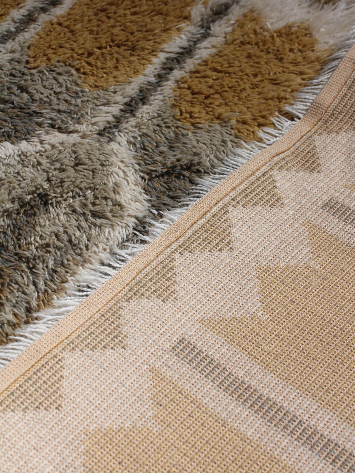 Zweeds Rya wollen vloerkleed in natuurlijk geel en grijs, 170x230cm photo Textiel