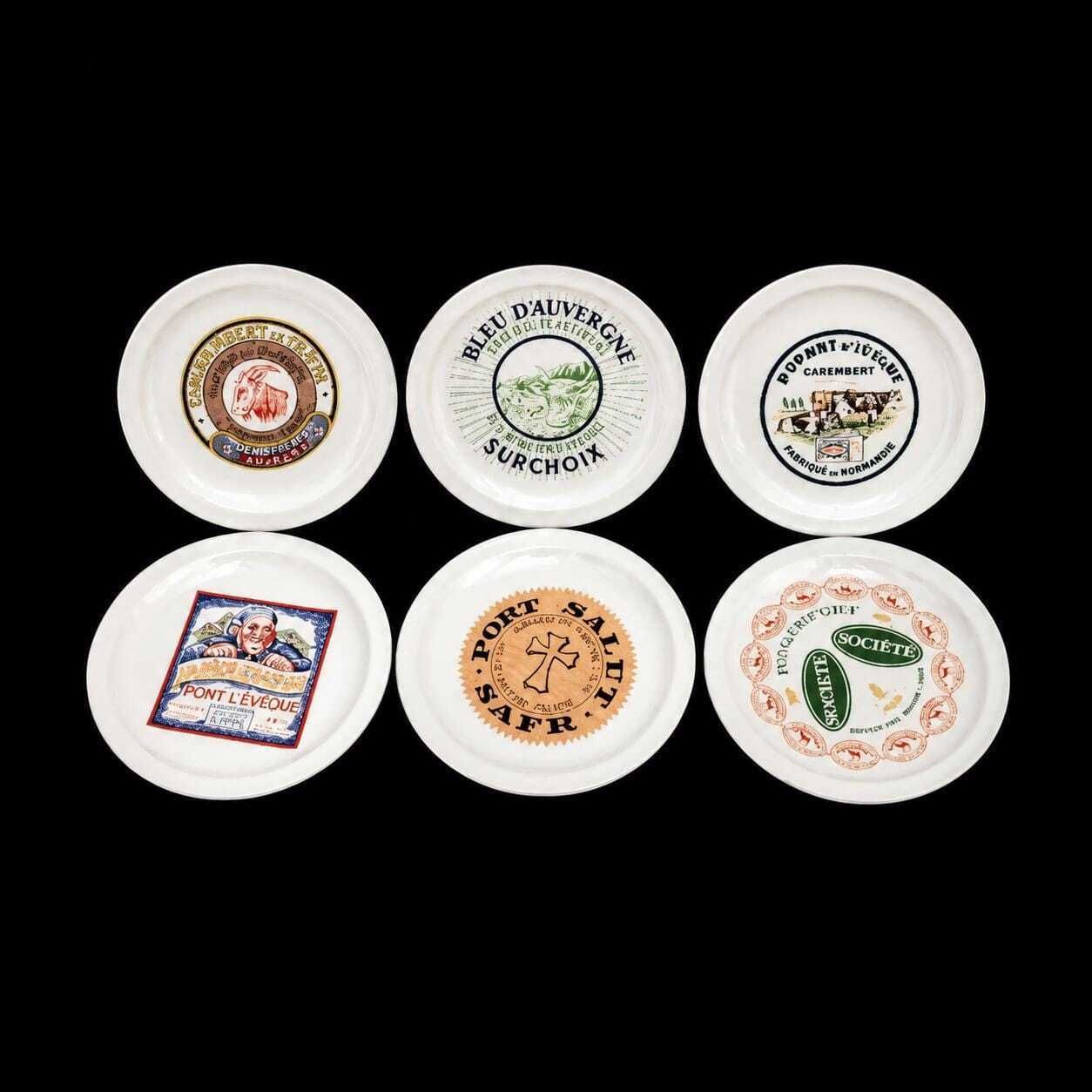 photo for sale Assiettes à fromage vintage françaises Saint Amand publicitaires, lot de 6