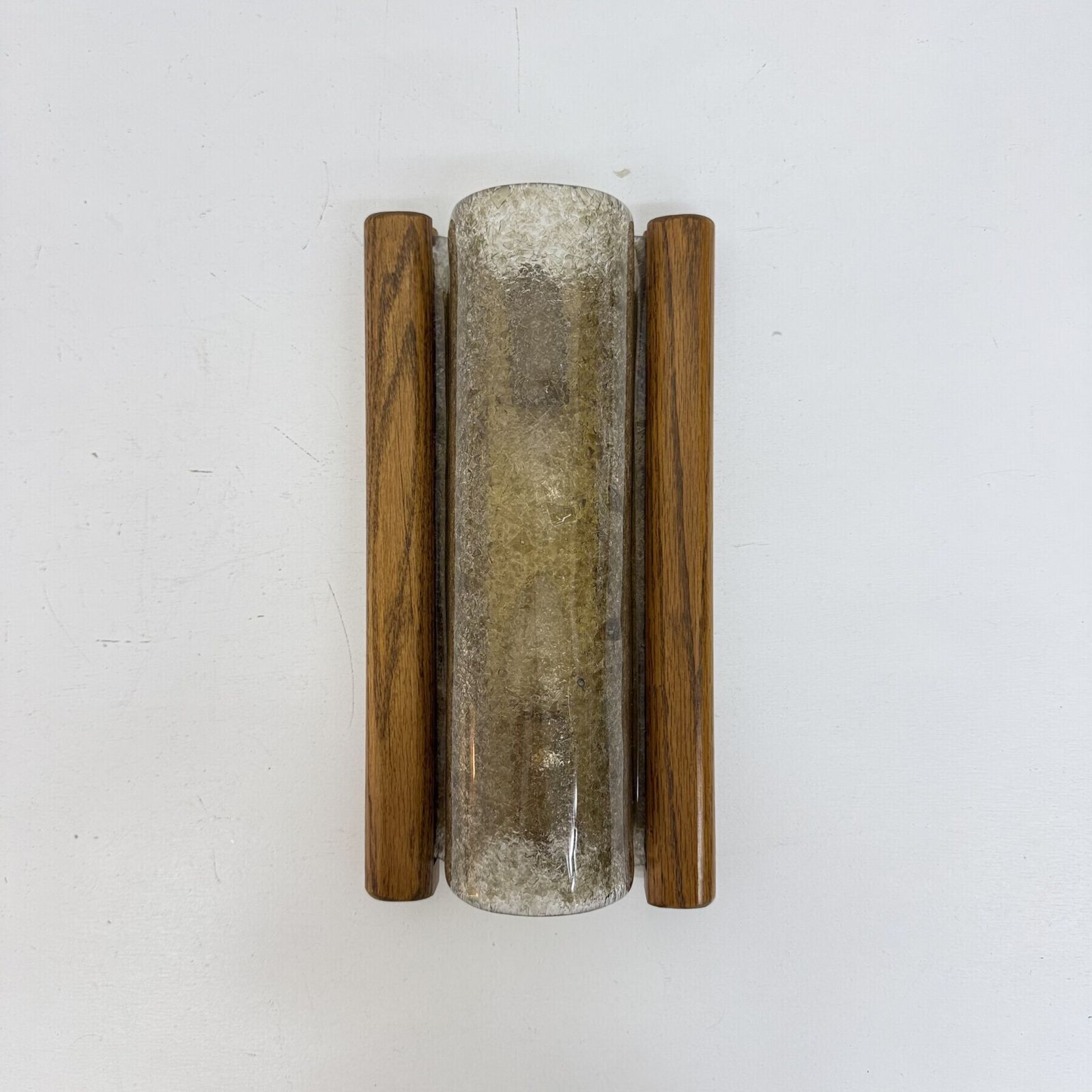 Mid Century Fisher Leuchten Glass Wall Lamp With Solid Wooden Detail , 1970s