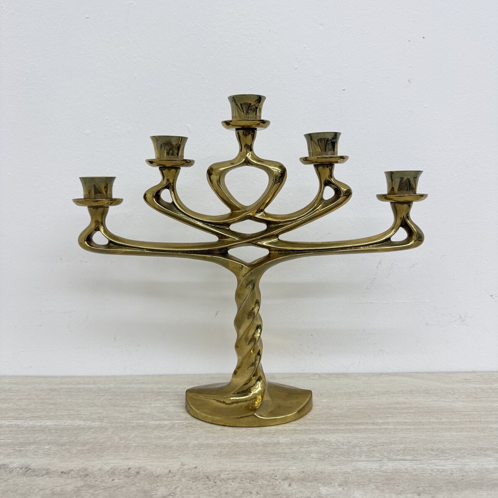 Mid-Century grote brutalistische kandelaar in massief brons, jaren 1970