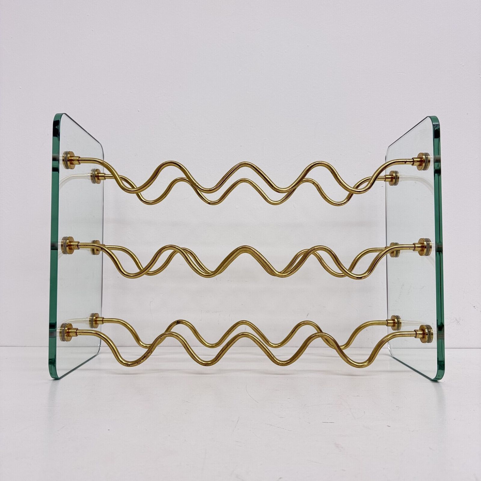 photo furniture French Wine Rack In Glass And Brass By David Lange, 1970s