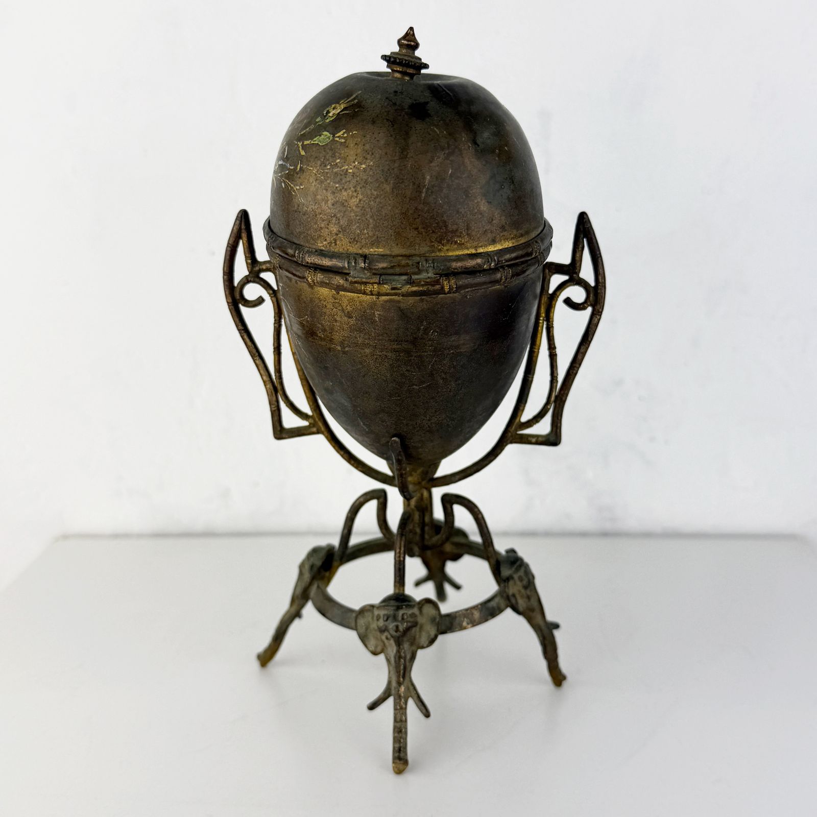 Rare Art Nouveau Egg Perfume Holder, Egg Shaped Box, Egg Casket photo vinterior
