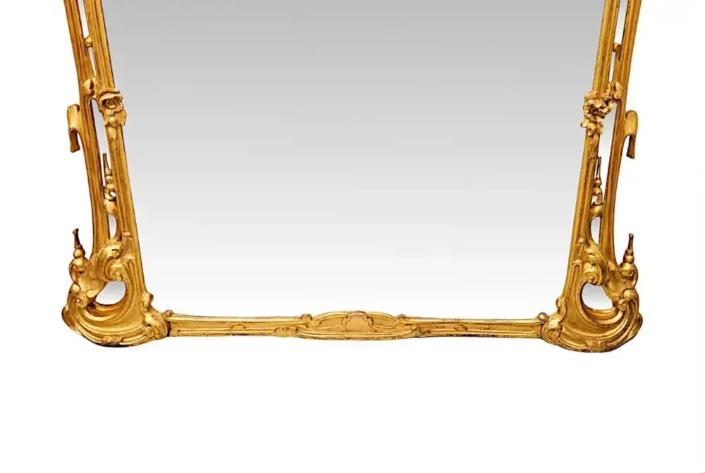 Zeer zeldzame grote 19e eeuwse vergulde Chinese Chippendale stijl schoorsteenspiegel photo 15891.0