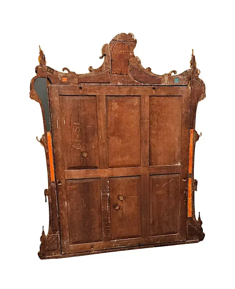 Zeer zeldzame grote 19e eeuwse vergulde Chinese Chippendale stijl schoorsteenspiegel photo vinterior