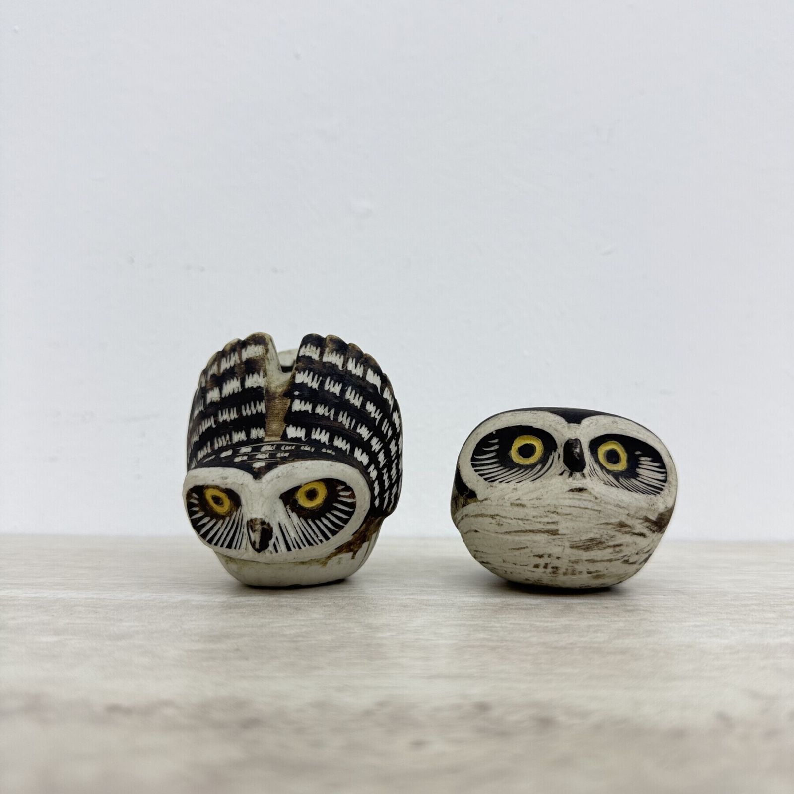 Set van 2 uilen, keramische uil "Burr" van Edvard Lindahl voor Gustavsberg, jaren 1960