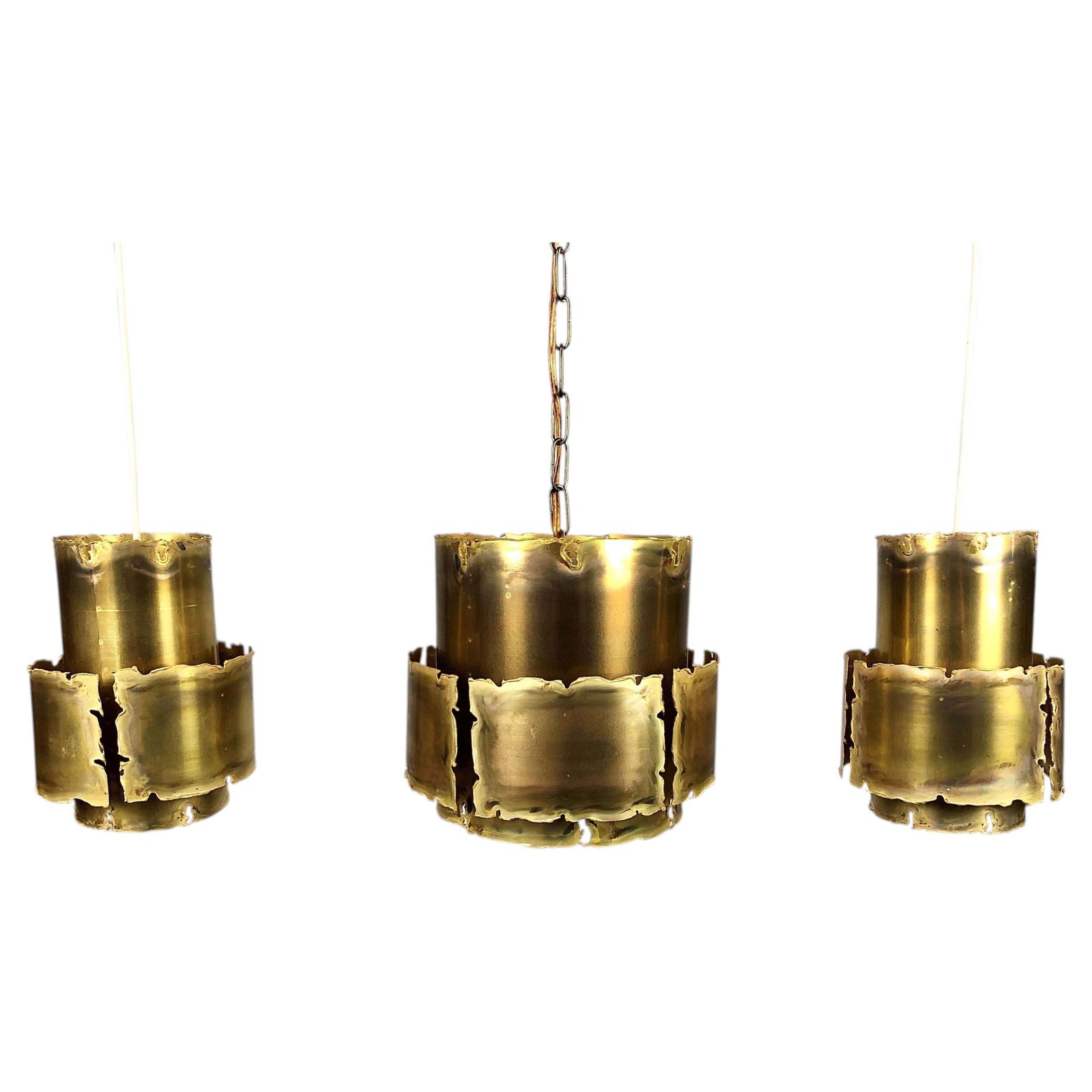 Set van drie Brutalist stijl hanglampen van Svend Aage Holm Sorensen, ca. jaren 1960