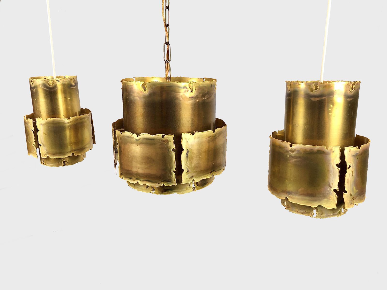 Set van drie Brutalist stijl hanglampen van Svend Aage Holm Sorensen, ca. jaren 1960 photo for sale
