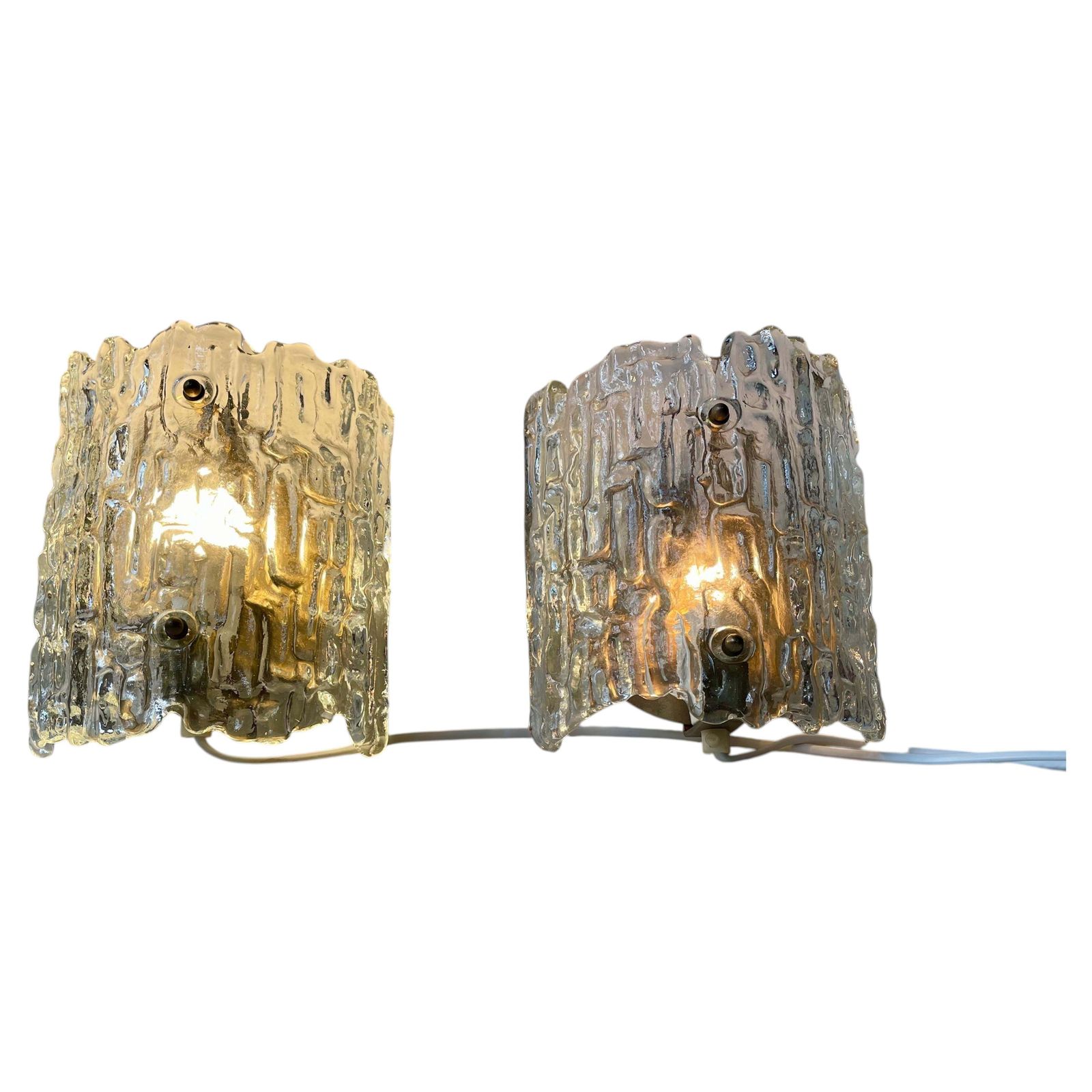 photo furniture Swedish Crystal Ice Glass Wall Sconces By Carl Fagerlund For Orrefors, 1960s