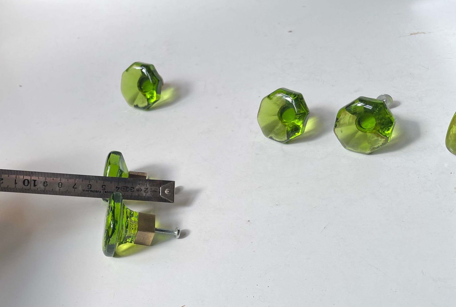 Vintage Swedish Lime Green Glass Furniture Or Door Knobs, 1960s, Set Of 6 photo vintage