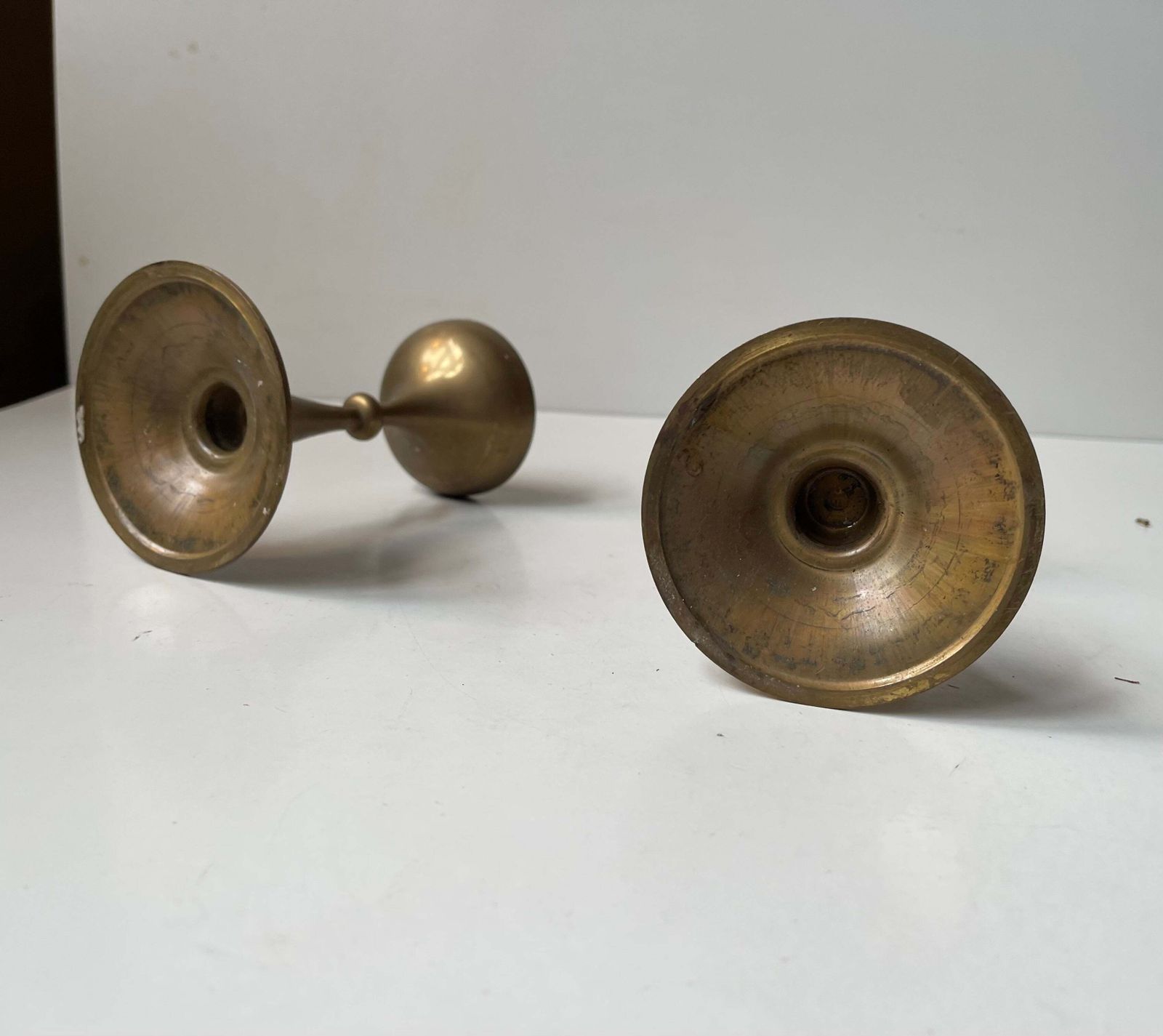 Mid-century Scandinavian kandelaars in messing, jaren 1960, set van 2 photo Woonaccessoires