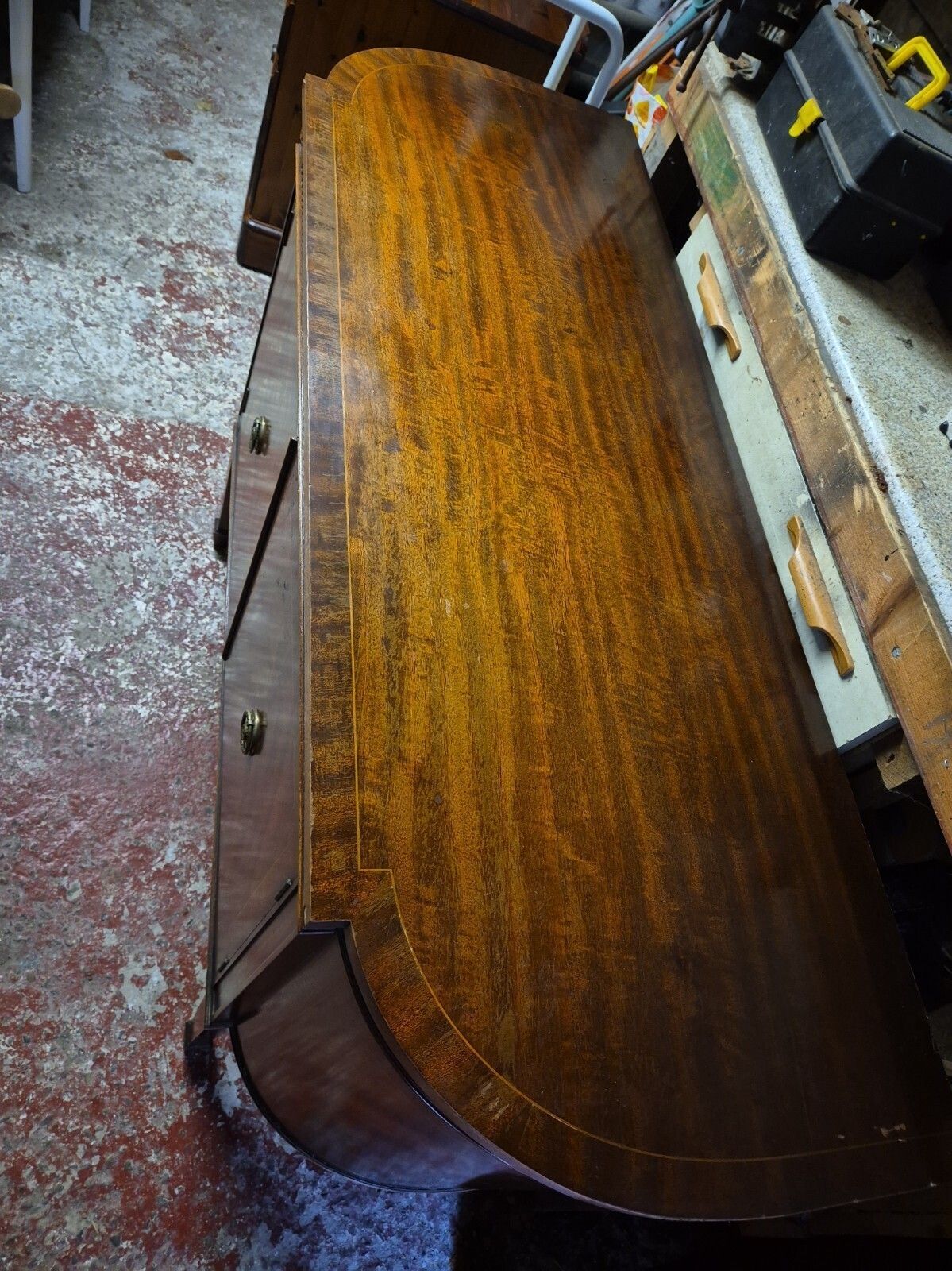 Vintage Art Deco Style Flame Mahogany Double Door Sideboard photo 115.0