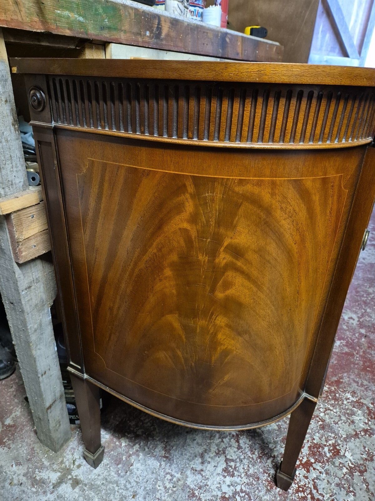 Furniture Vintage Art Deco Style Flame Mahogany Double Door Sideboard photo