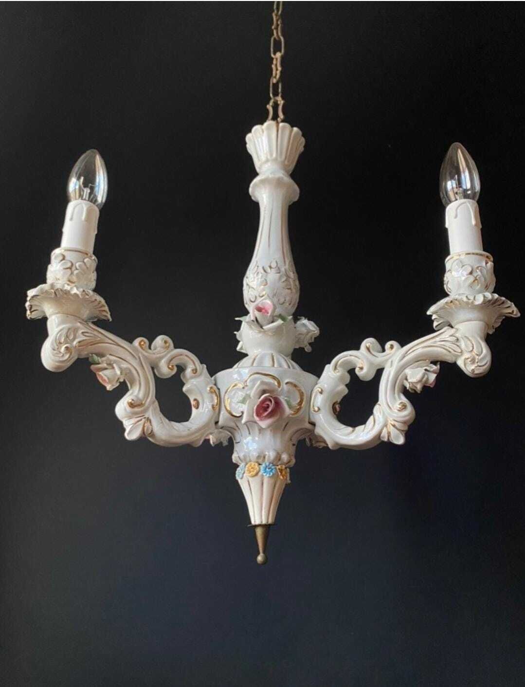 Lustre d'époque en porcelaine, années 1960 photo furniture