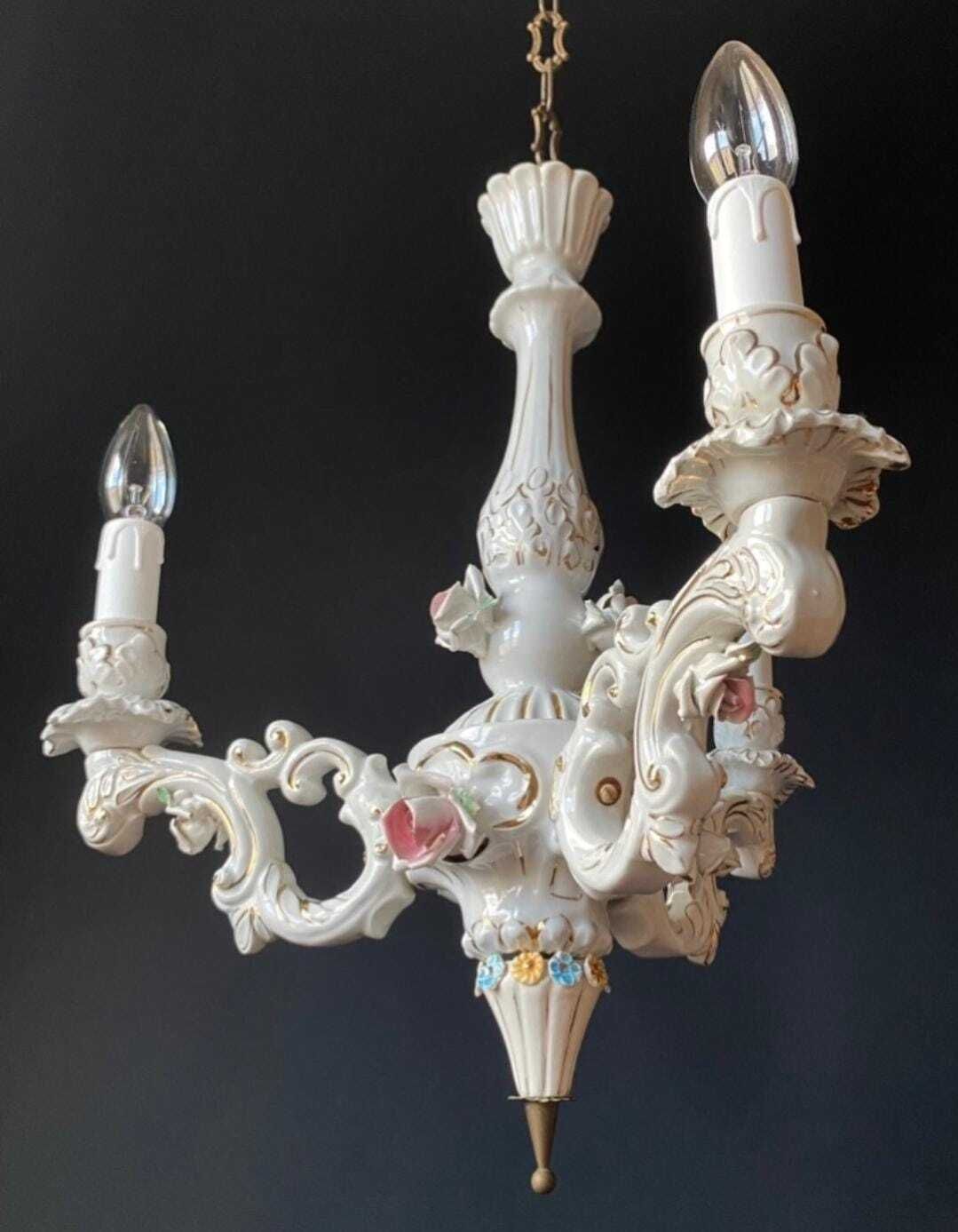 Lustre d'époque en porcelaine, années 1960 photo vinterior