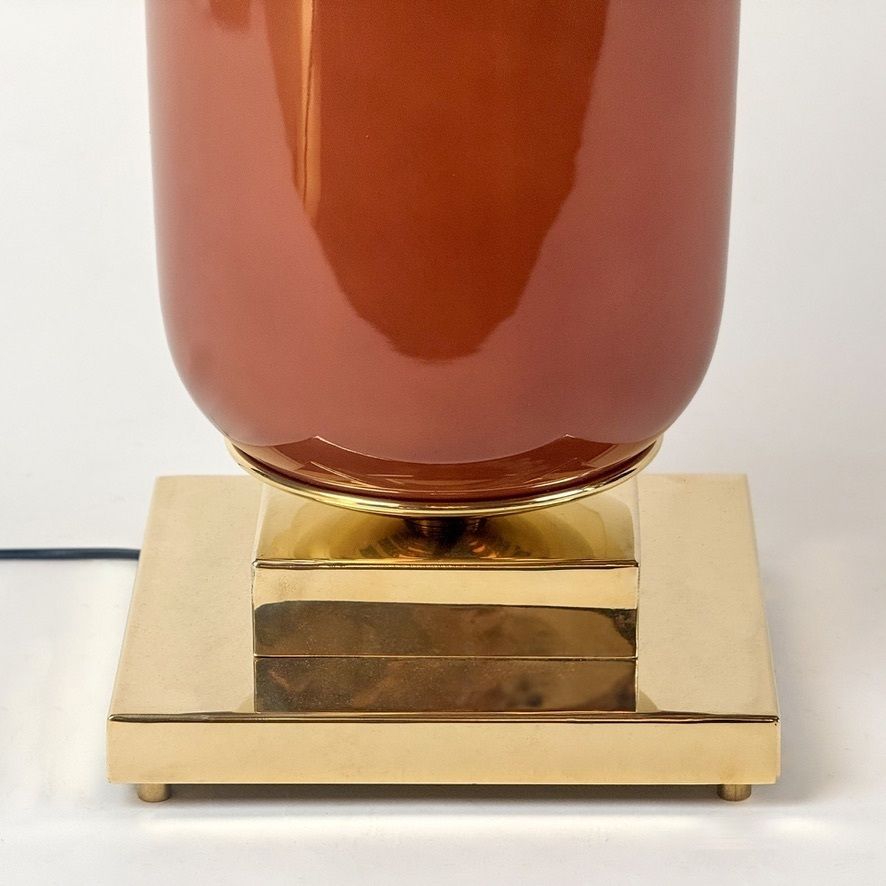Paire de lampes de table hautes en laiton et verre de Murano, fin du XXe siècle photo Luminaires
