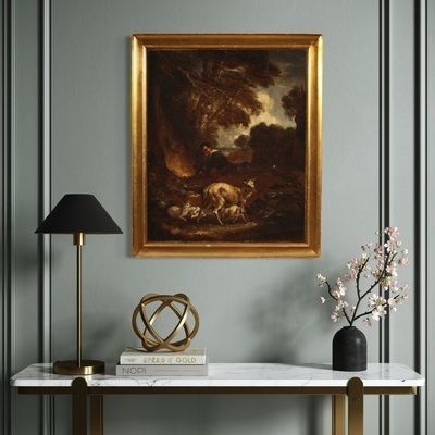 photo vinterior 18e-eeuws Engels schilderij, pastoraal landschap