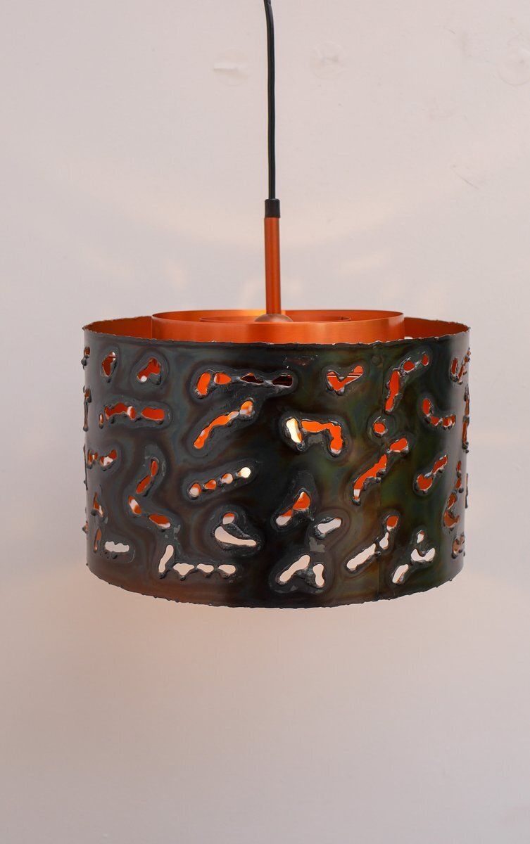 photo for sale Brutalistische koperen hanglamp van Boréns, jaren 1970
