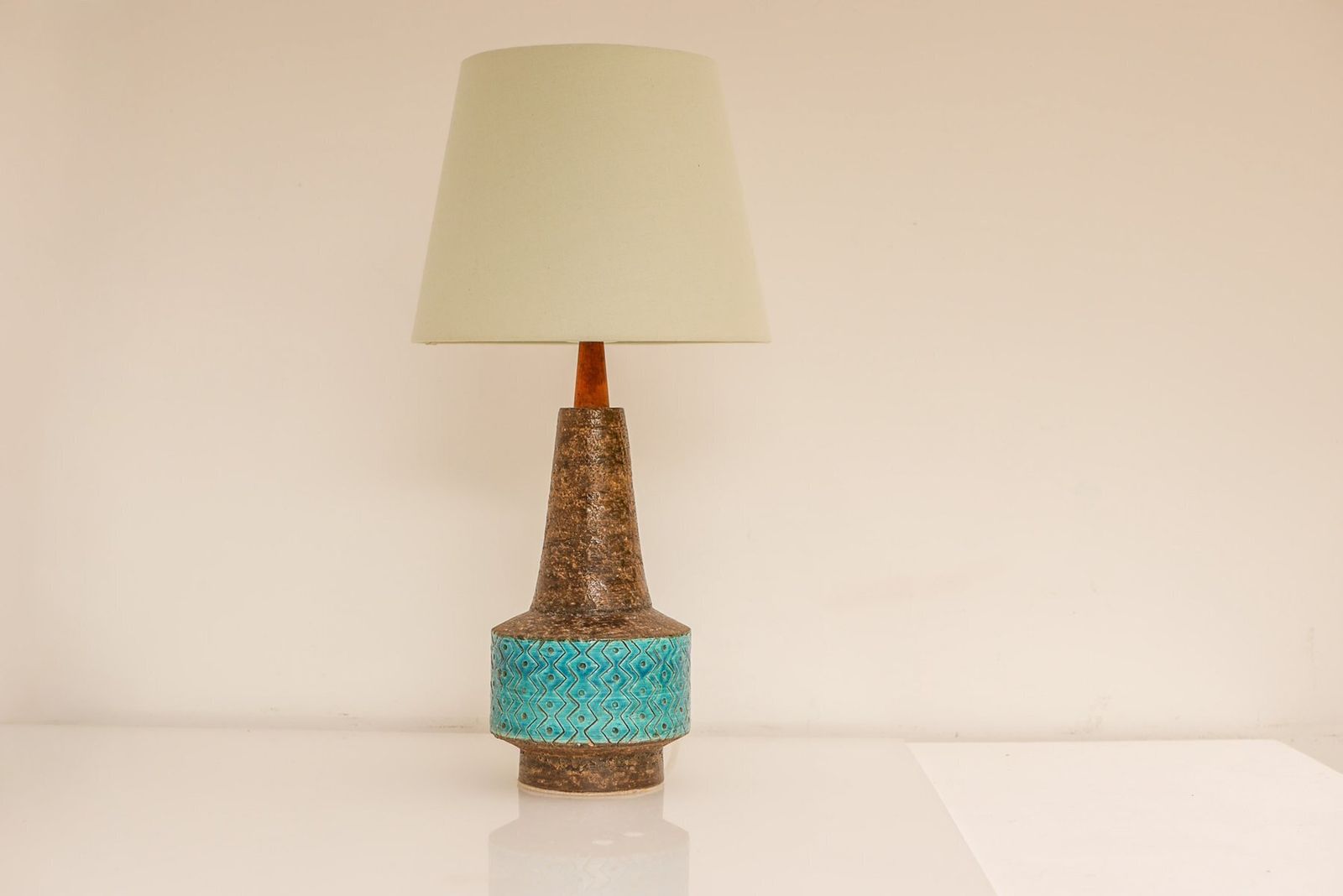 Bitossi Pottery Lamp In Rimini Blue Ceramic By Aldo Londi, Italy, 1970 photo vinterior