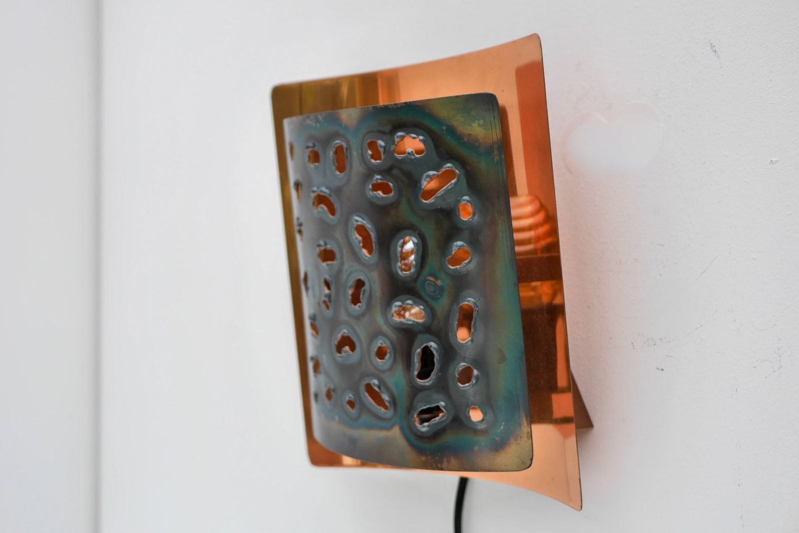 Vintage Brutalist Copper Wall Sconce From Boréns, 1960s photo furniture