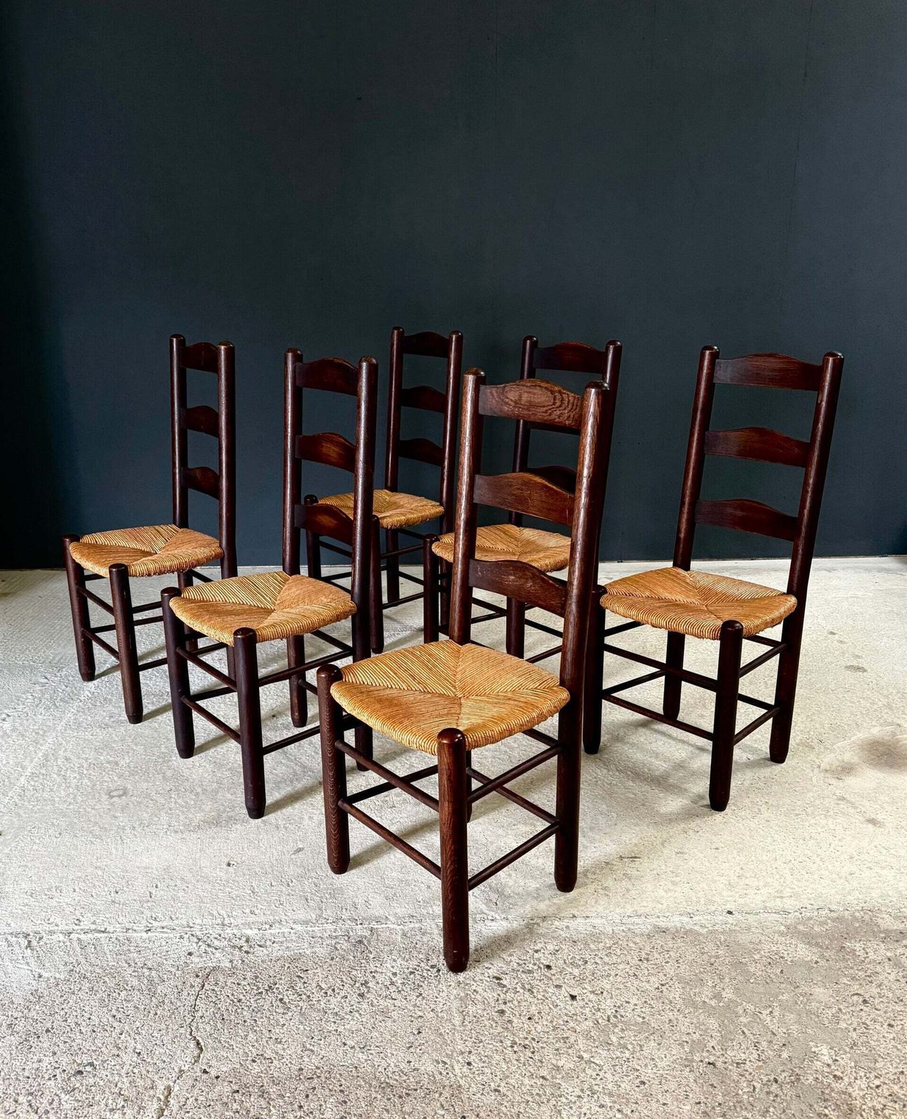 French Provincial Design High Back Dining Chairs By Georges Robert, France 1940's