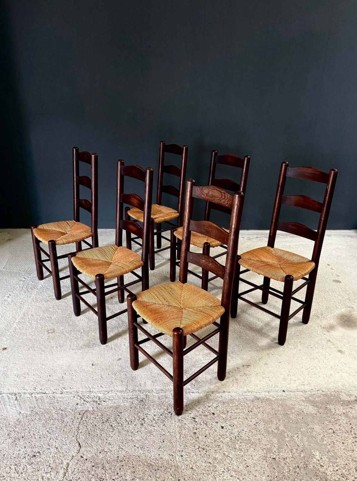 French Provincial Design High Back Dining Chairs By Georges Robert, France 1940's photo for sale