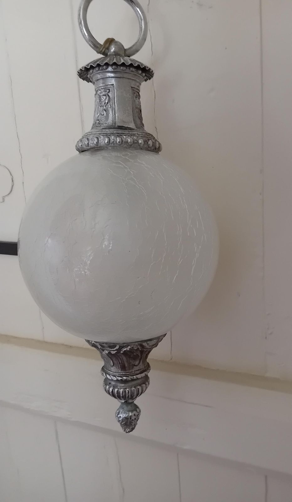 Pendant Light: Hanging Swag Lamp White And Silver Decor. photo furniture