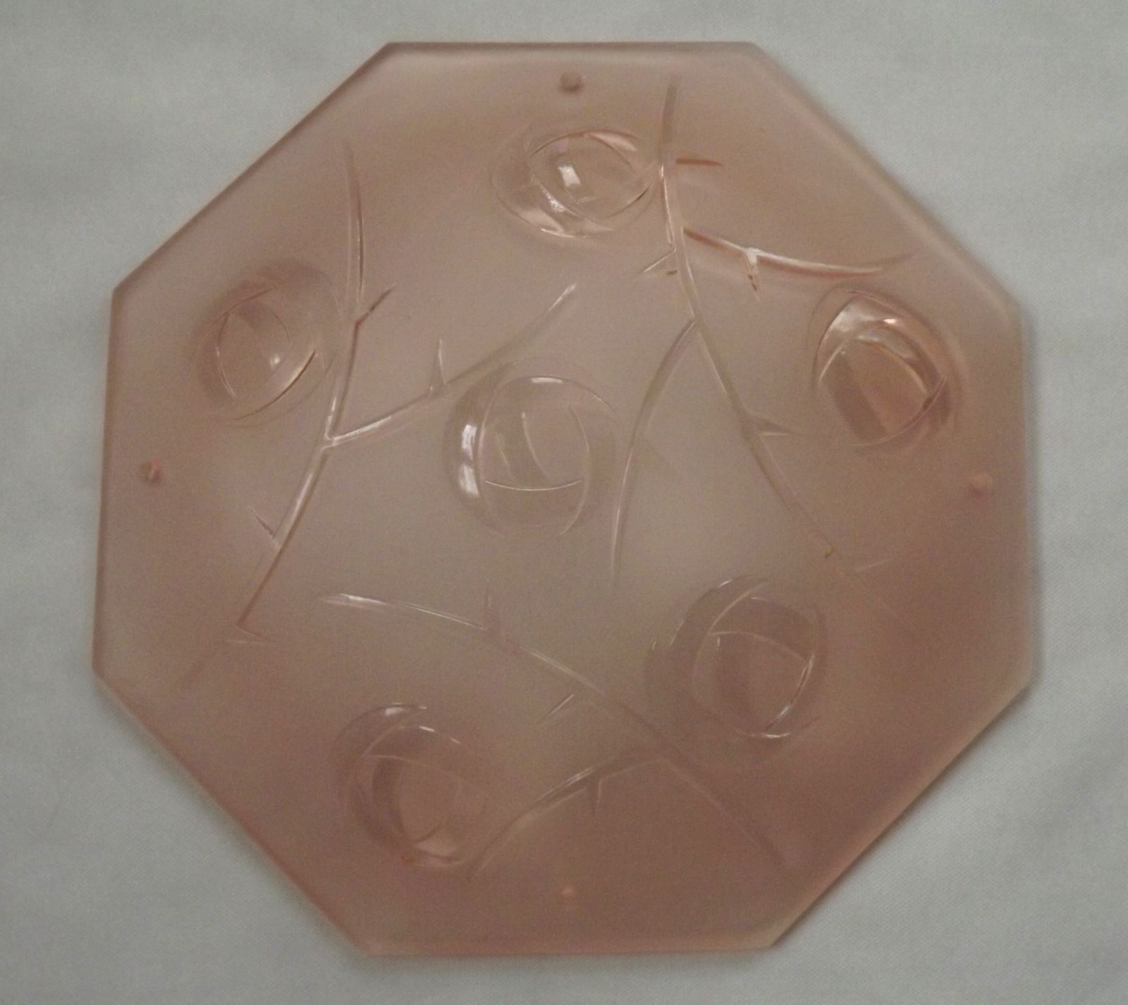Gesigneerde Degué France Art Deco roze matglazen plafonnier, rozendesign photo buy