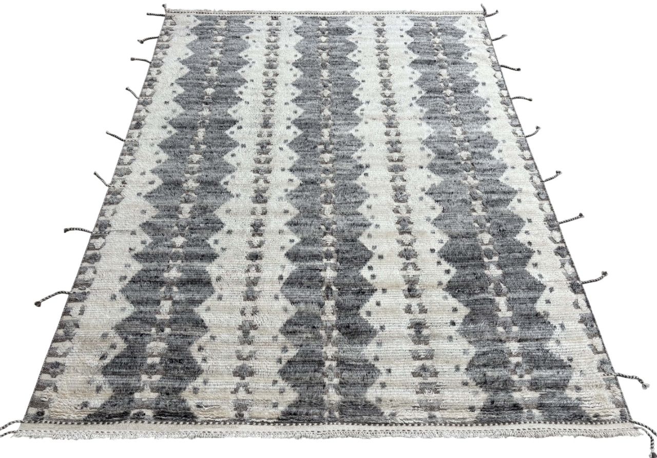Tapis vintage de style marocain 275 x 365 cm, Beni Ourain fait main, 100 % laine naturelle, 9 x 12 ft photo for sale