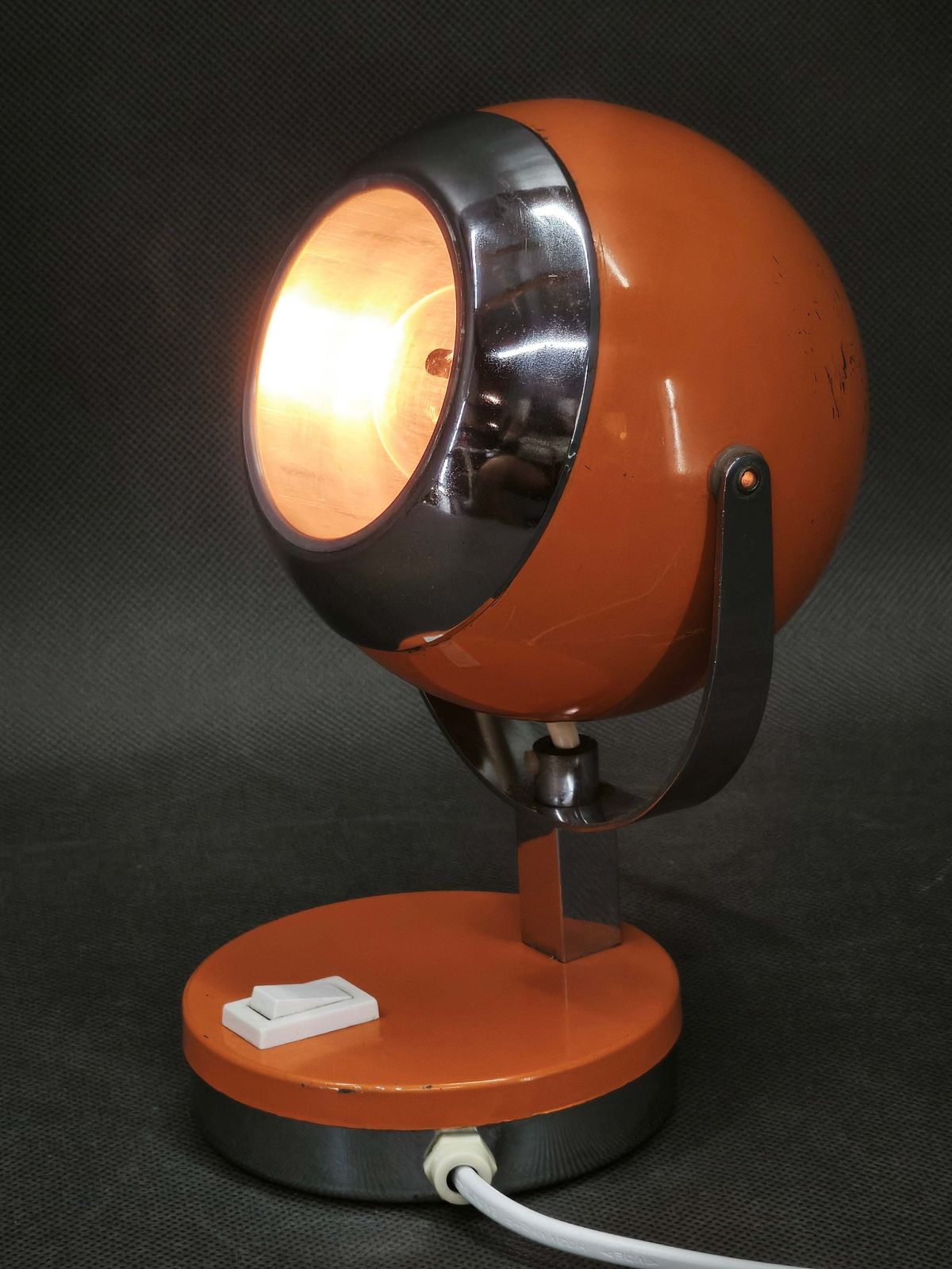 Goffredo Reggiani Orange Eyeball Space Age Table Lamp, Italy, 1970s photo furniture