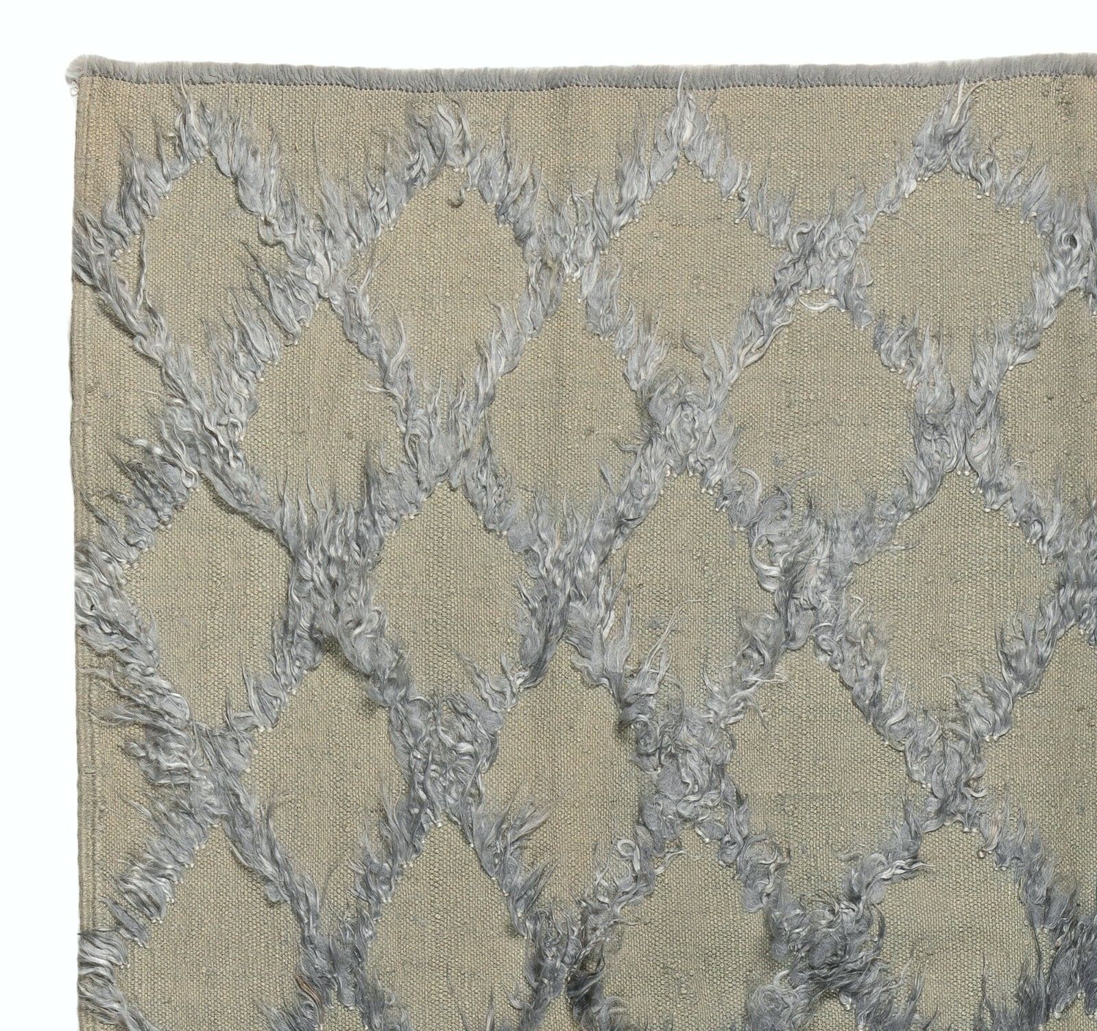237x305 cm grijs diamantpatroon mohair Tulu kilim vloerkleed, hennep vloerbedekking photo furniture