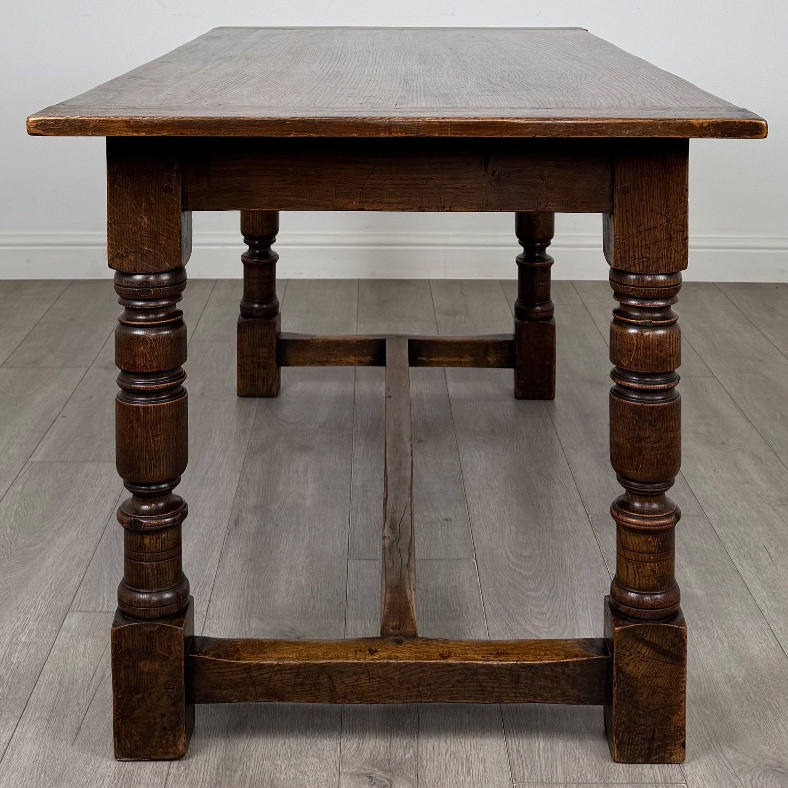 Antique Carved Oak Dining Table | Turned Legs | Af 6395 photo for sale