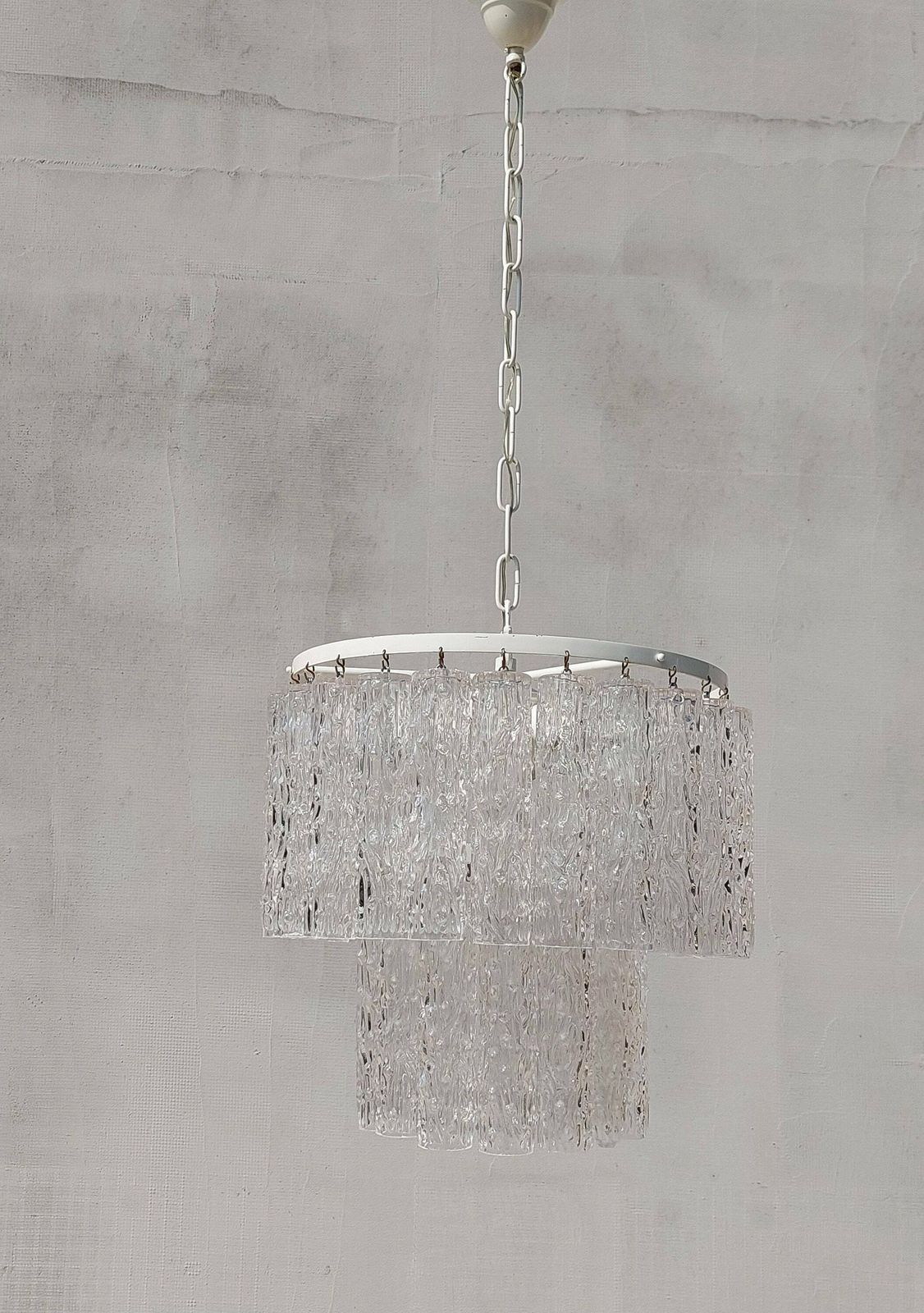 photo for sale Mid   Century Murano Glass Chandelier Tronchi By Toni Zuccheri For Venini / Xl Murano Chandelier / 37 Glass Elements / Italy / 1960's