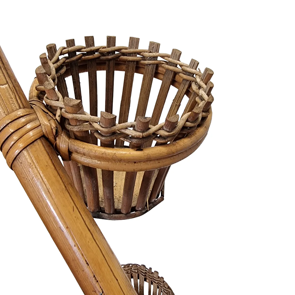 Vintage Snake Rattan Plant Stand – 50s/60s photo Home Decor