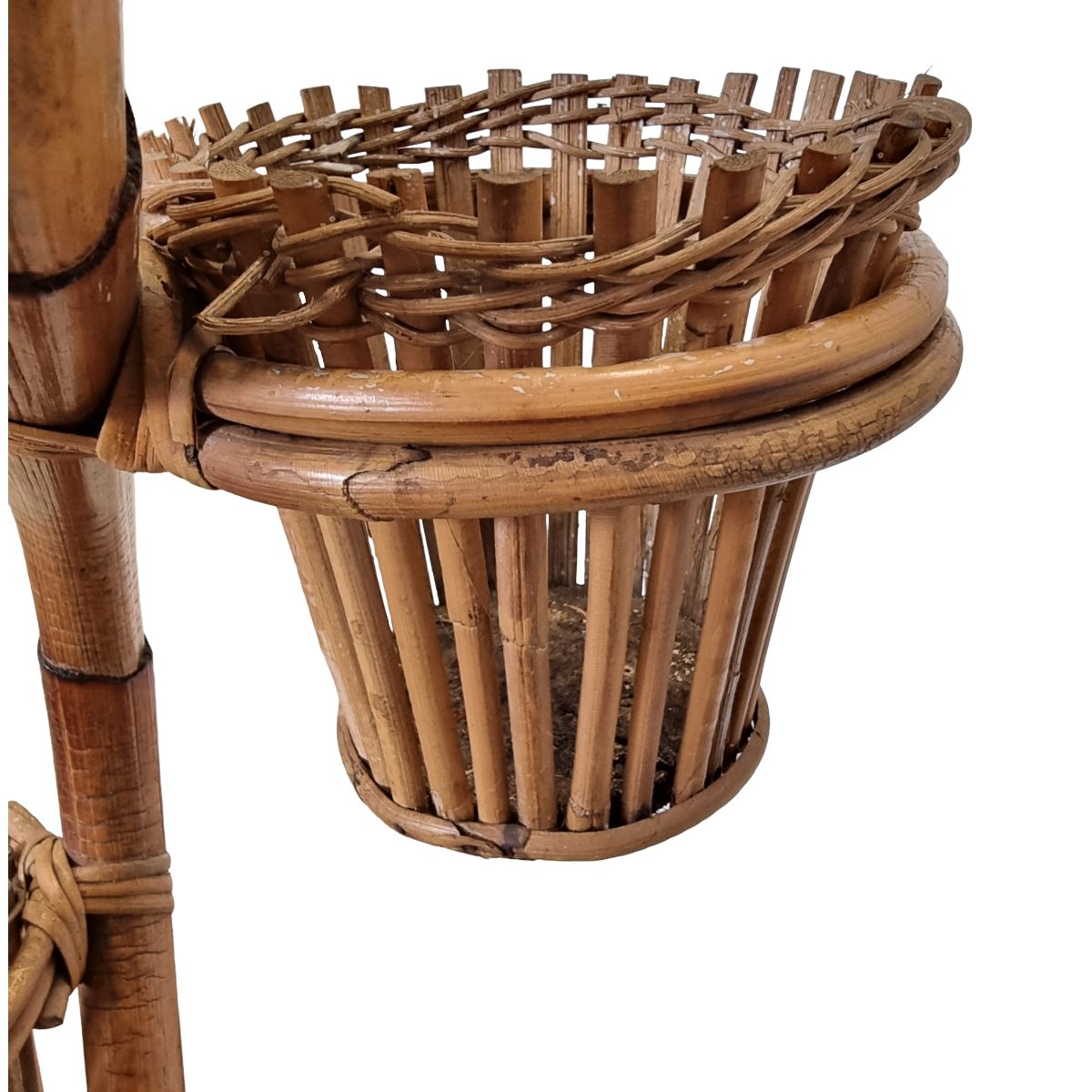 Vintage Snake Rattan Plantenstandaard, jaren 50/60 photo 165.0