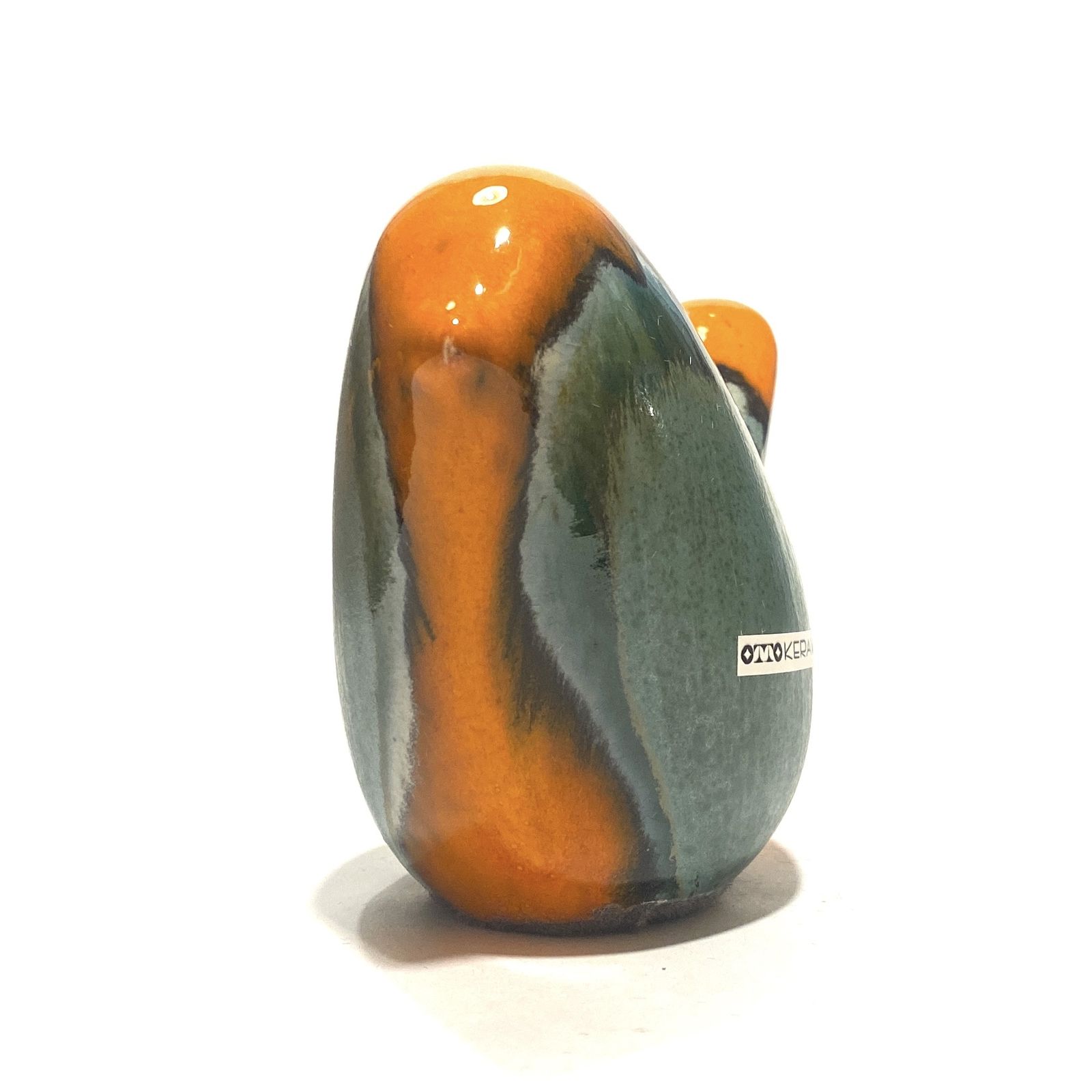 Otto Keramik vogel in oranje Peru-glazuur, West German Pottery stijl keramisch ornament photo for sale