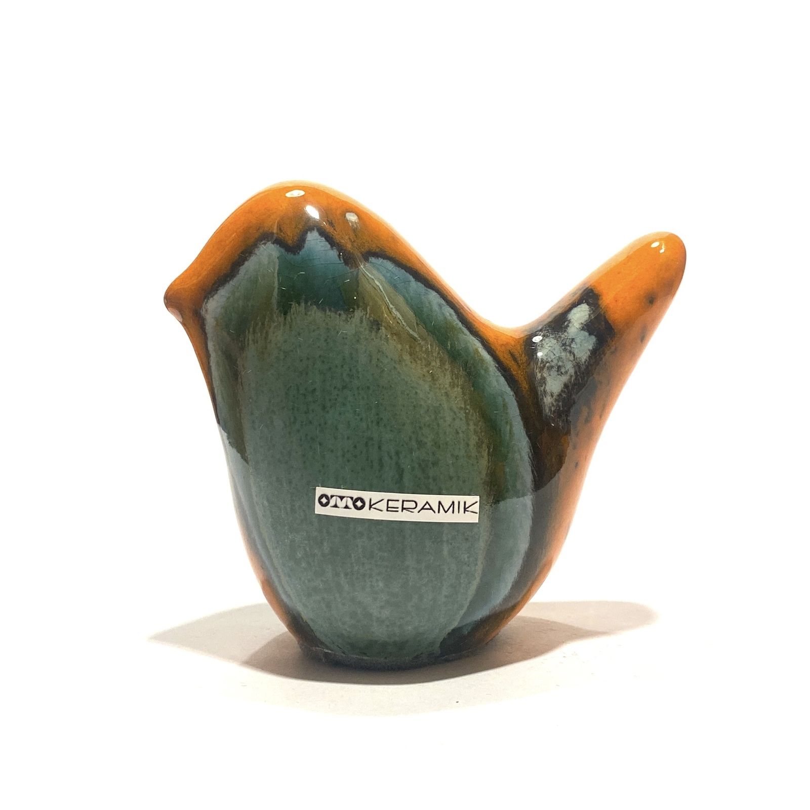 Otto Keramik vogel in oranje Peru-glazuur, West German Pottery stijl keramisch ornament photo Kunst