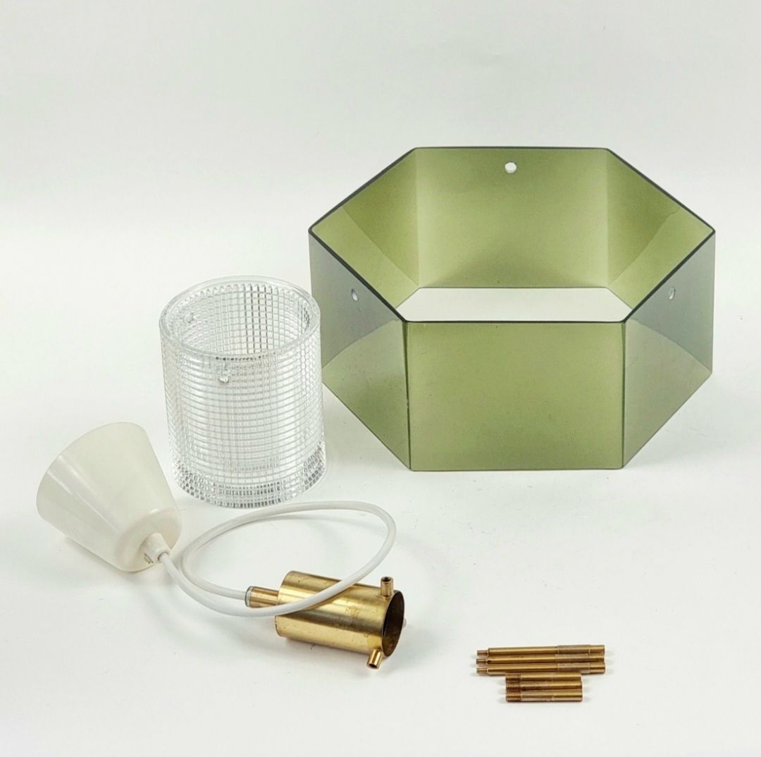photo furniture Mid Century Scandinavian Glass & Brass Pendant Light By Carl Fagerlund, Sweden, 1960s