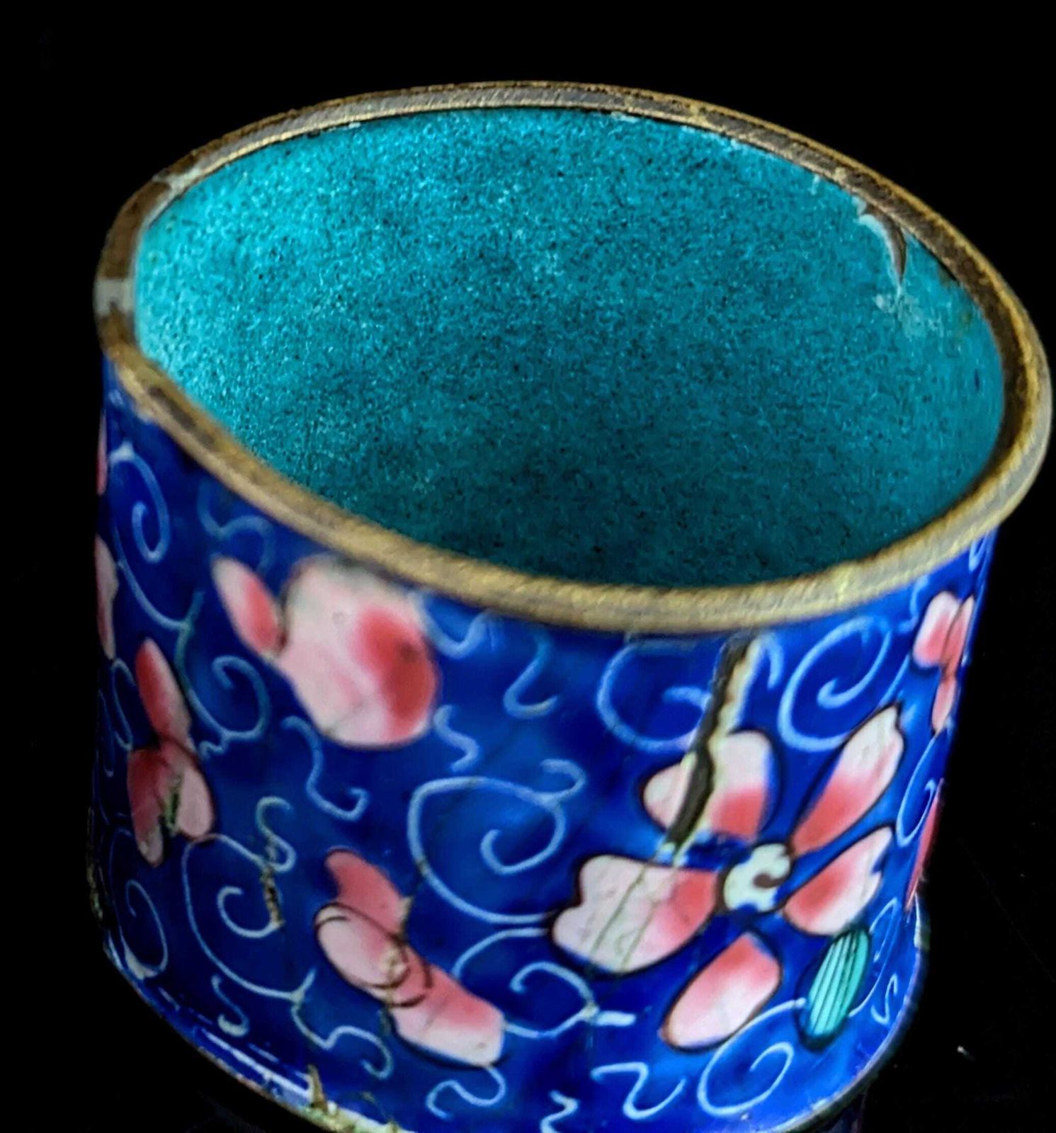 Ronds de serviette d'époque chinois en émail cloisonné, paire, dragon et fleurs