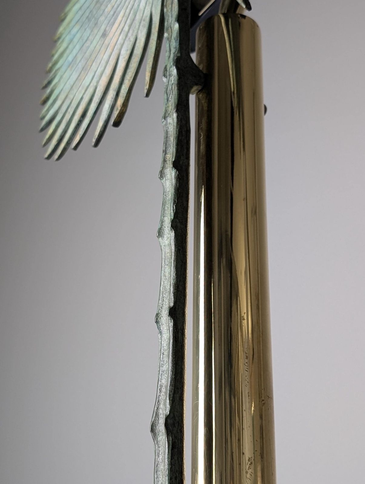 Lampe de table monumentale Valenti à feuille de palmier en éventail, bronze et laiton, années 1970 photo 5385.0