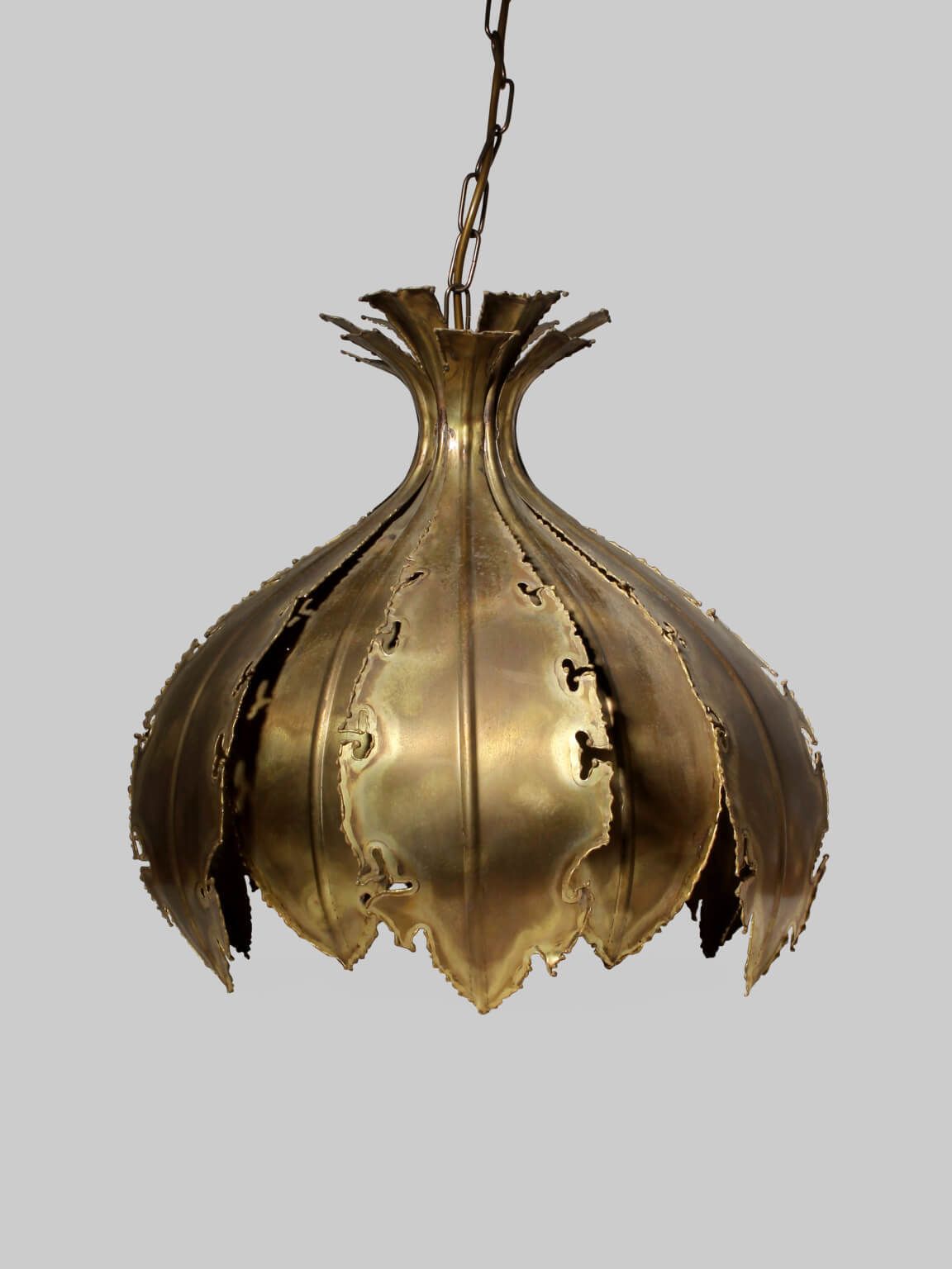 Svend Aage Holm Sørensen “Onion” Brass Ceiling Lamp, 1960s, Denmark