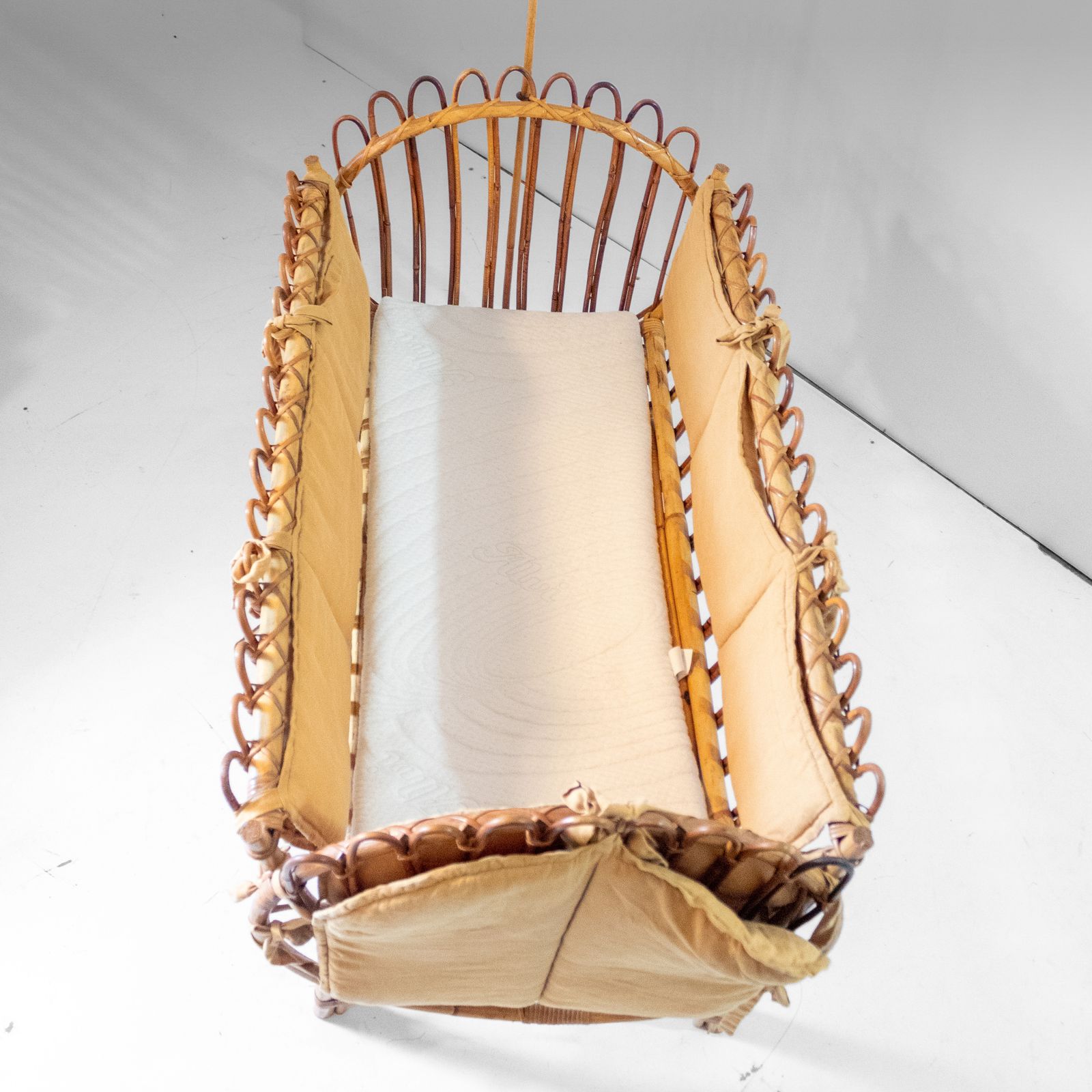 Mid-Century Modern Bamboo Baby Cradle, Bonacina Style, Italy 1960s photo for sale