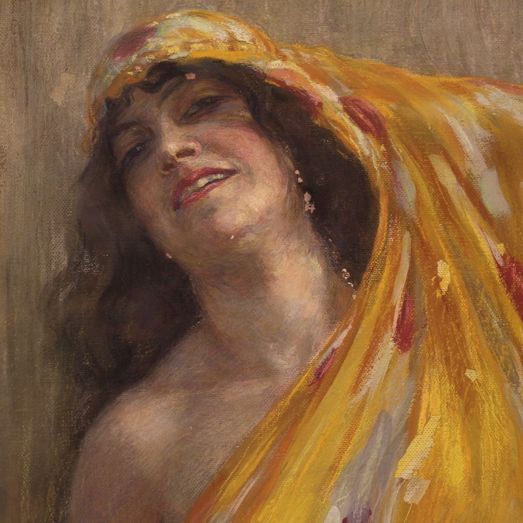Great Painting Signed A. Mazza And Dated 1912, Portrait Of An Oriental Woman photo 6000.0