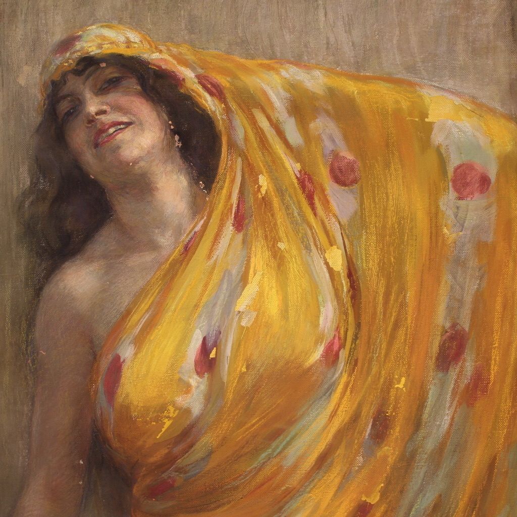 photo for sale Tableau signé A. Mazza et daté 1912, portrait d'une femme orientale